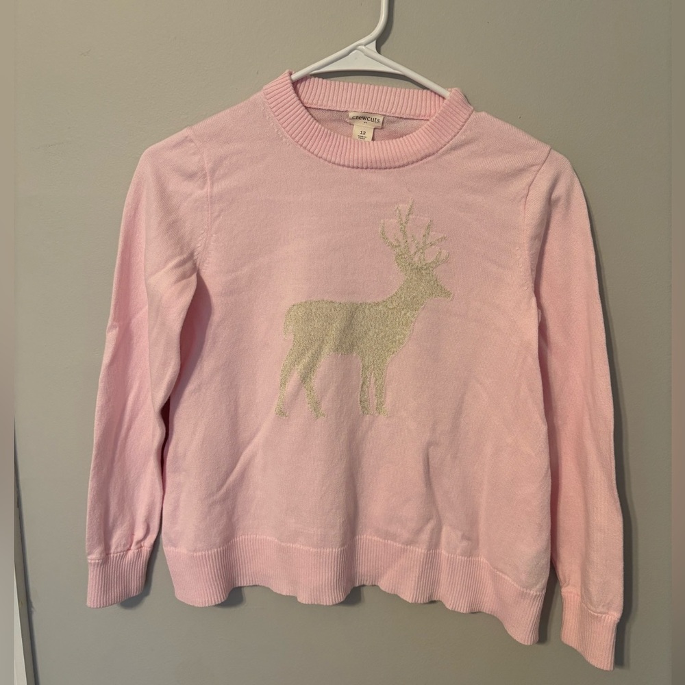 Crewcuts Sweater with Metallic Deer Design, girl’s size 12